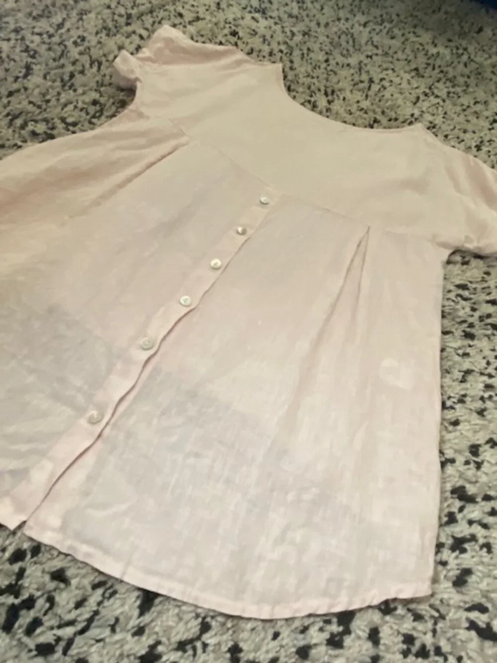 Terzo Millennio 100% Linen Top Blouse High Low Boxy Pale Pink Small - Picture 13 of 16